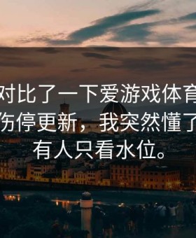 临场我对比了一下爱游戏体育官网盯着那行伤停更新，我突然懂了为什么有人只看水位。