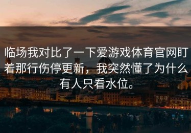临场我对比了一下爱游戏体育官网盯着那行伤停更新，我突然懂了为什么有人只看水位。