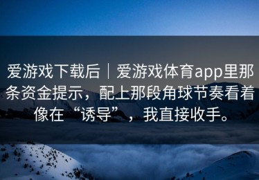 爱游戏下载后｜爱游戏体育app里那条资金提示，配上那段角球节奏看着像在“诱导”，我直接收手。