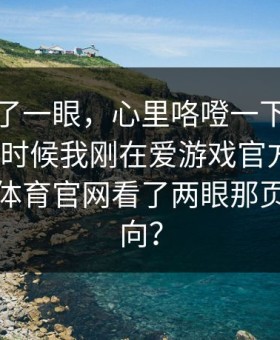 我就看了一眼，心里咯噔一下：赔率刚变的时候我刚在爱游戏官方入口｜爱游戏体育官网看了两眼那页资金走向？