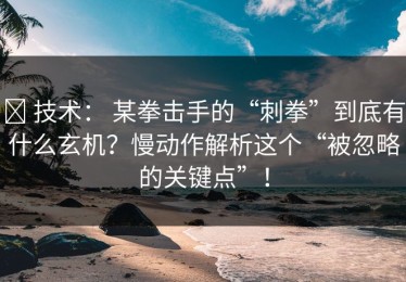 ✅ 技术： 某拳击手的“刺拳”到底有什么玄机？慢动作解析这个“被忽略的关键点”！