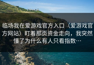 临场我在爱游戏官方入口（爱游戏官方网站）盯着那页资金走向，我突然懂了为什么有人只看指数…