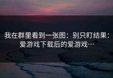 我在群里看到一张图：别只盯结果：爱游戏下载后的爱游戏…