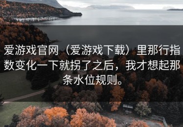 爱游戏官网（爱游戏下载）里那行指数变化一下就拐了之后，我才想起那条水位规则。