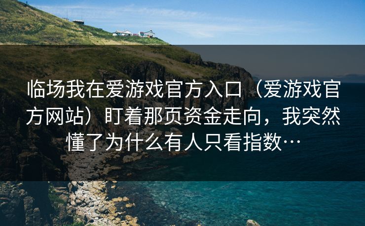 临场我在爱游戏官方入口（爱游戏官方网站）盯着那页资金走向，我突然懂了为什么有人只看指数…
