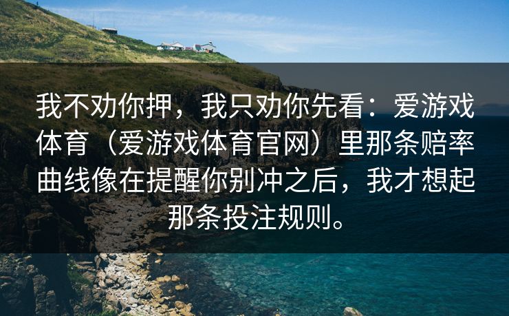 我不劝你押，我只劝你先看：爱游戏体育（爱游戏体育官网）里那条赔率曲线像在提醒你别冲之后，我才想起那条投注规则。
