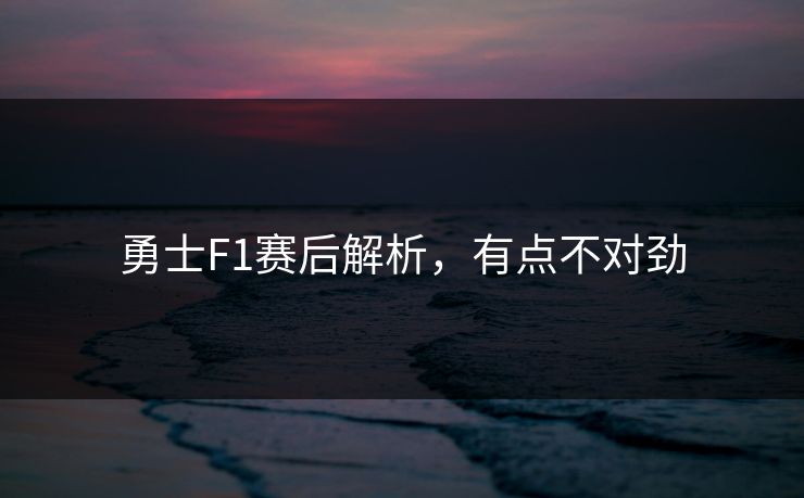 勇士F1赛后解析，有点不对劲