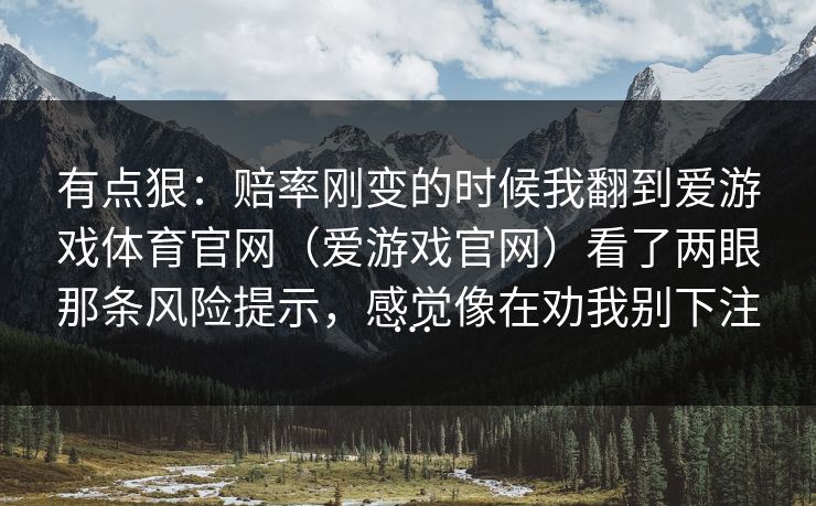 有点狠：赔率刚变的时候我翻到爱游戏体育官网（爱游戏官网）看了两眼那条风险提示，感觉像在劝我别下注…